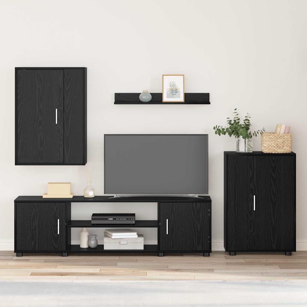 vidaXL Ensemble meuble TV 4 pcs Chêne noir Bois d'ingénierie