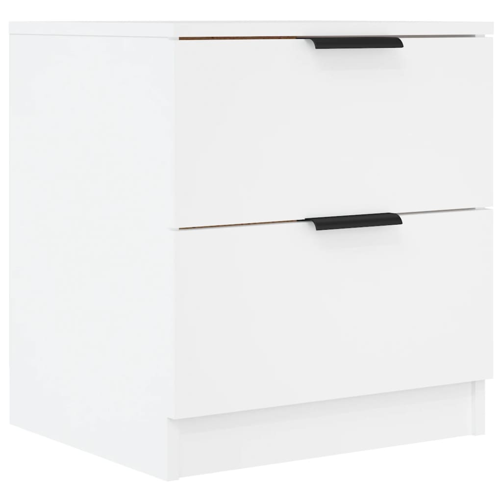 vidaXL Tables de chevet 2 pcs Blanc Bois d'ingénierie - Image 3