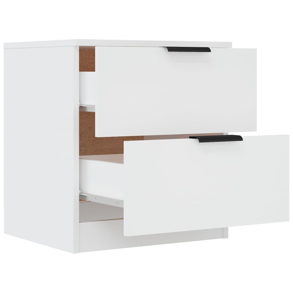 vidaXL Tables de chevet 2 pcs Blanc Bois d'ingénierie - Image 6