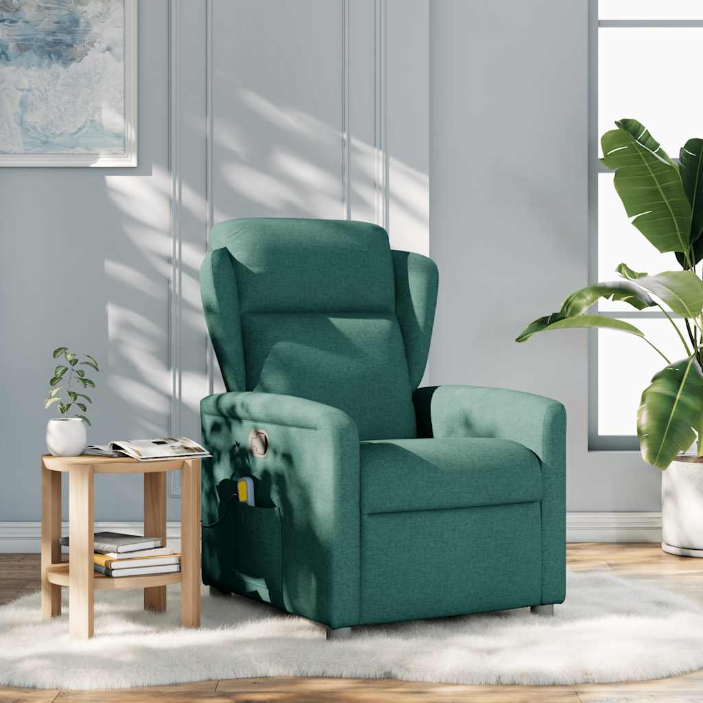 vidaXL Fauteuil de massage inclinable Vert foncé Tissu - Image 2