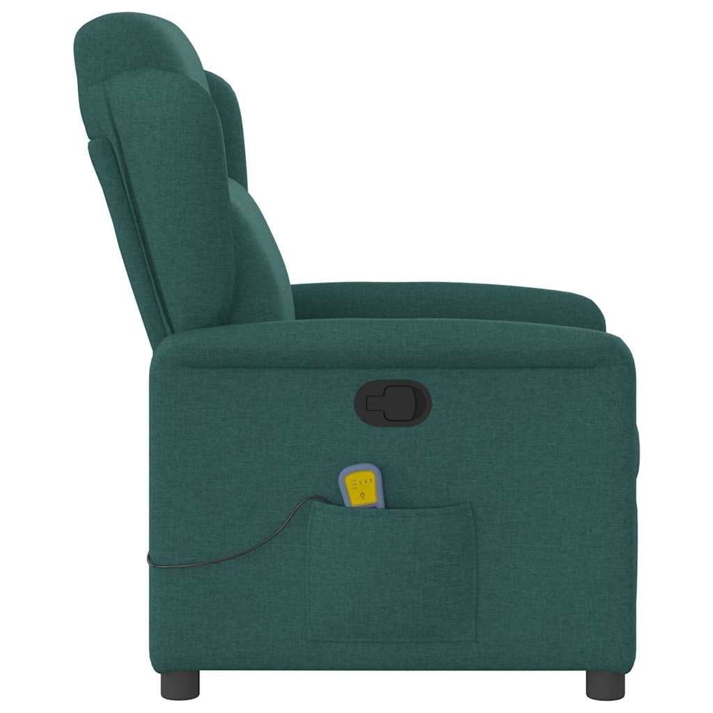 vidaXL Fauteuil de massage inclinable Vert foncé Tissu - Image 4