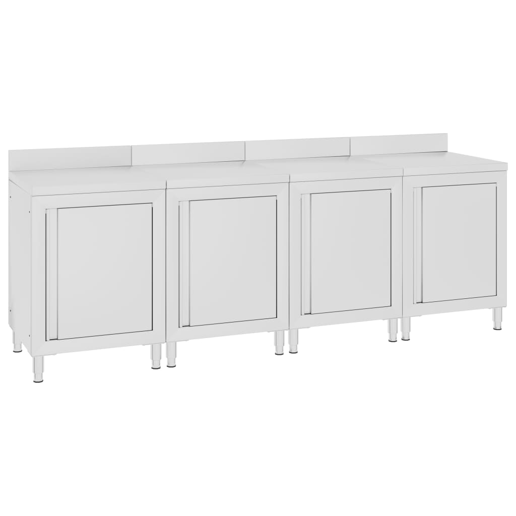 vidaXL Table de travail commerciale avec armoire 240x60x96 cm Inox