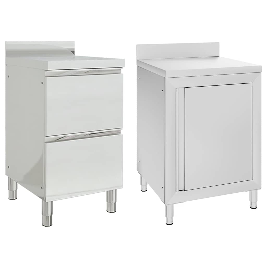 vidaXL Armoires de cuisine commerciales 2 pièces en acier inoxydable