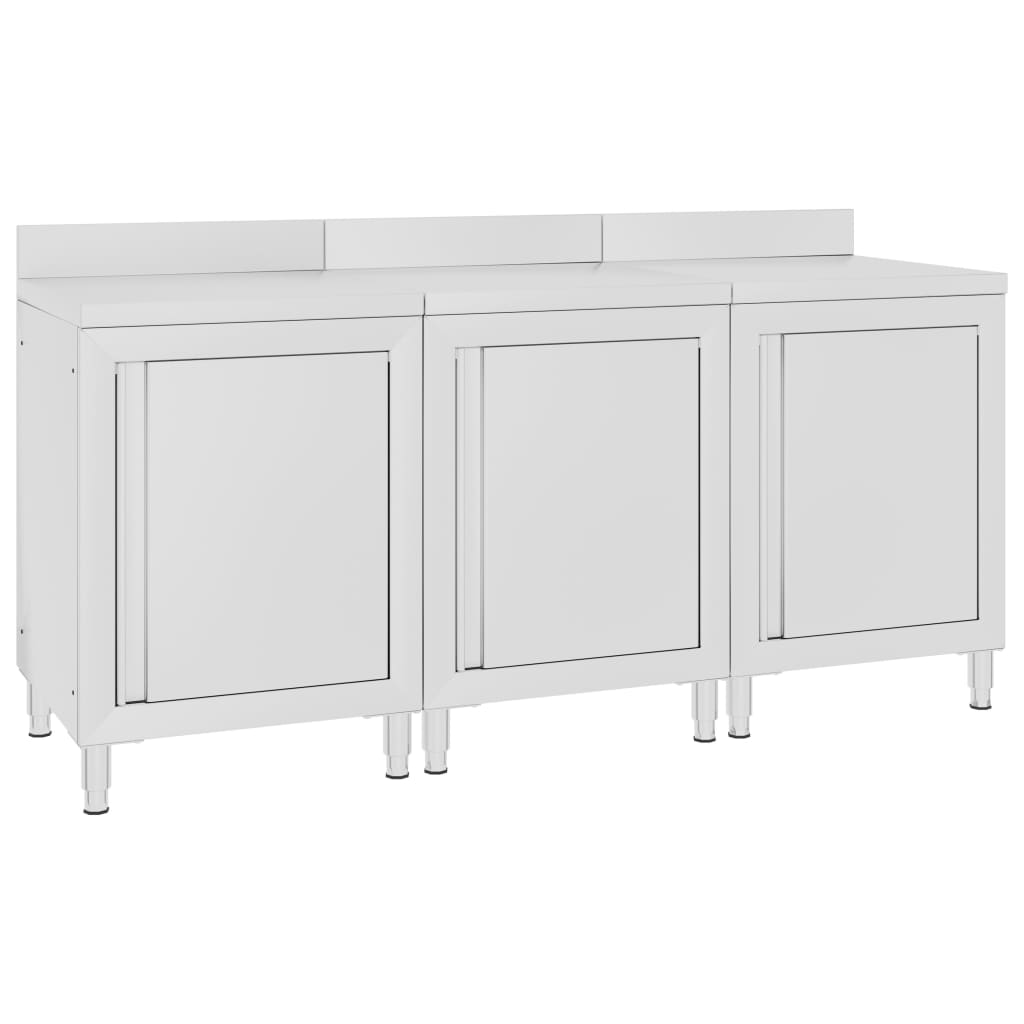 vidaXL Table de travail commerciale avec armoire 180x60x96 cm Inox