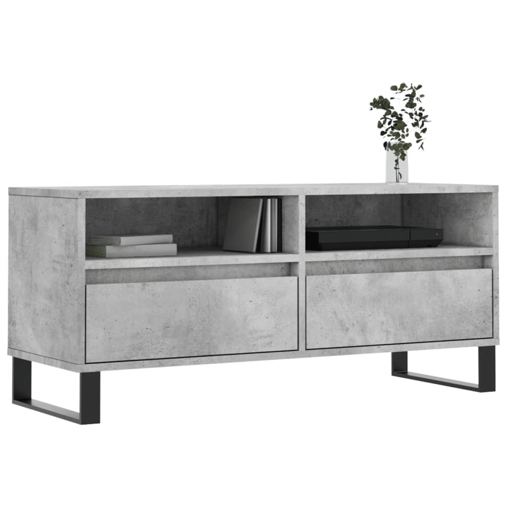 vidaXL Meuble TV gris béton 100x34,5x44,5 cm bois d'ingénierie - Image 3