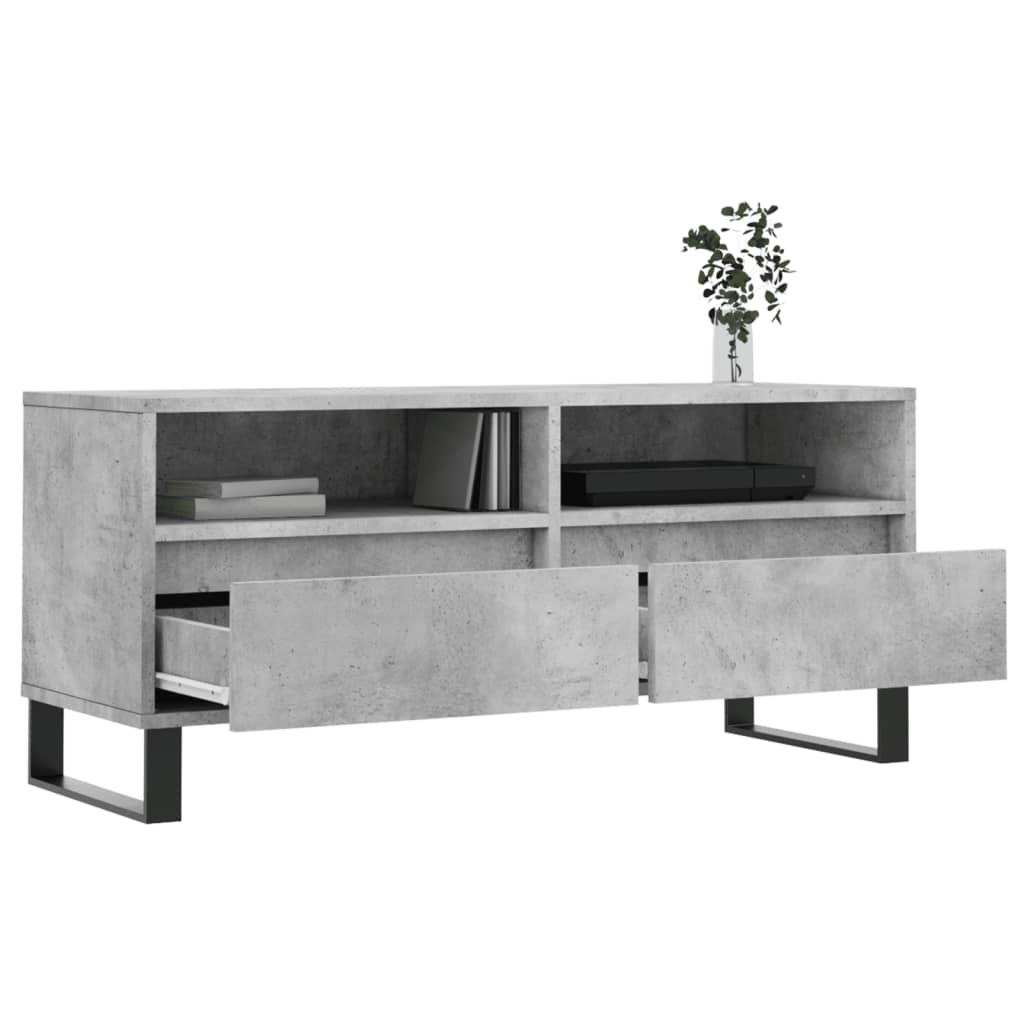 vidaXL Meuble TV gris béton 100x34,5x44,5 cm bois d'ingénierie - Image 4