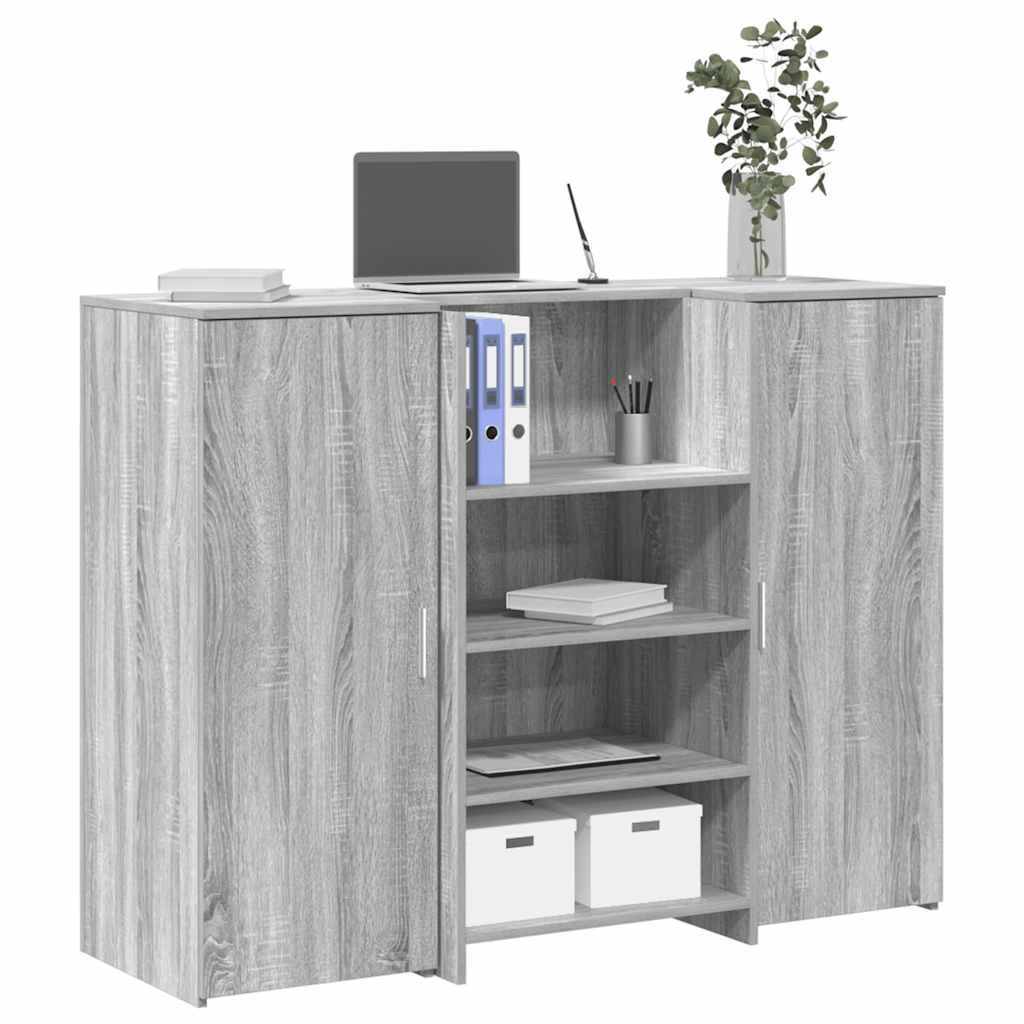 vidaXL Bureau de réception sonoma gris 135x50x103,5 cm bois ingénierie