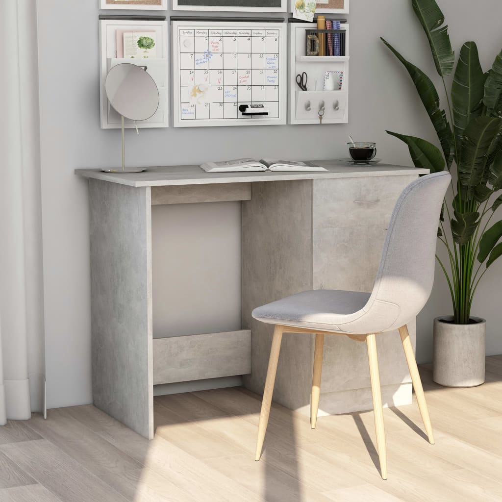vidaXL Bureau Gris béton 100x50x76 cm Bois d’ingénierie