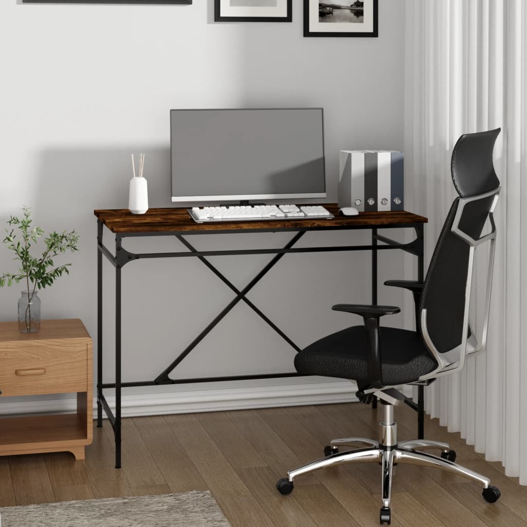vidaXL Bureau chêne fumé 100x50x75 cm bois d'ingénierie et fer