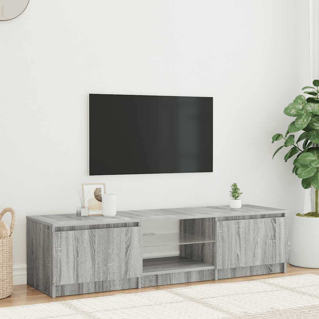 vidaXL Meuble TV avec lumières LED Sonoma gris 140x40x36 cm