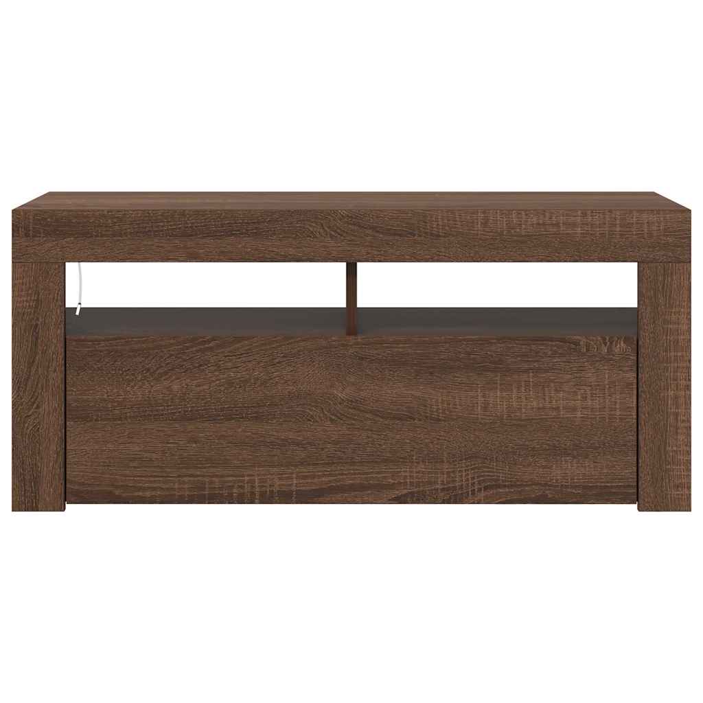 vidaXL Meuble TV avec lumières LED Chêne marron 90x35x40 cm - Image 6