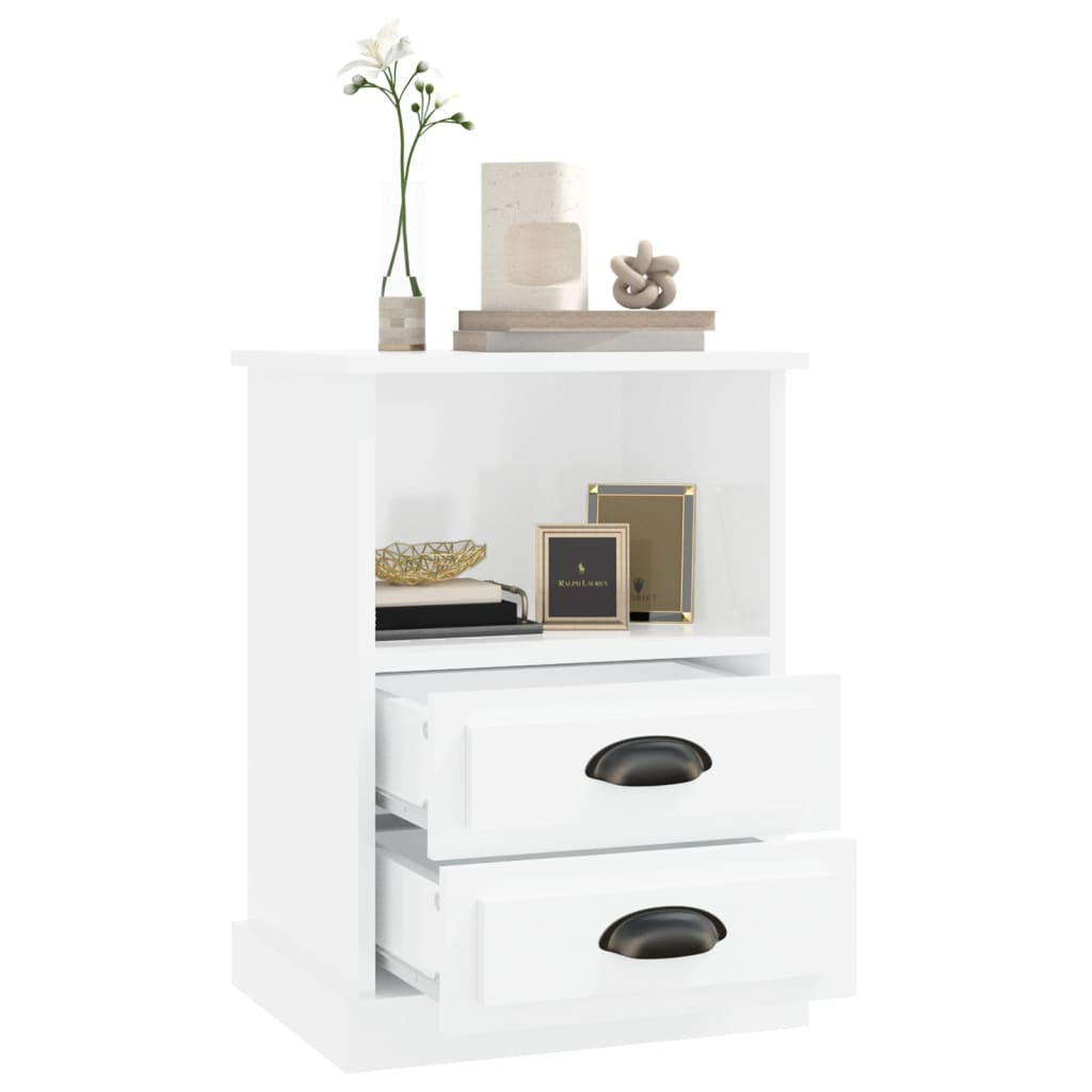 vidaXL Tables de chevet 2 pcs blanc brillant 43x36x60 cm - Image 5