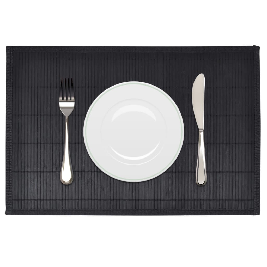 vidaXL Napperons 6 pcs Bambou 30 x 45 cm Noir