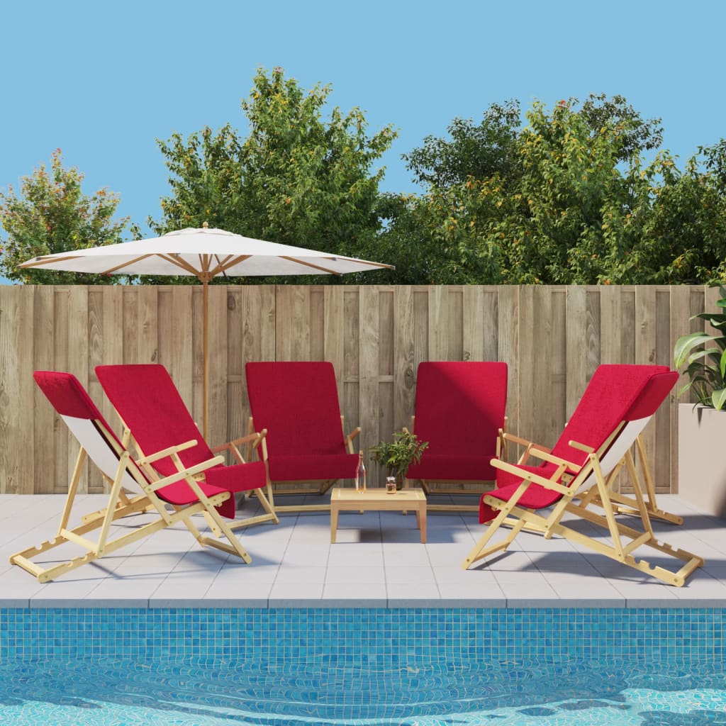 vidaXL Serviettes de plage 6 pcs bordeaux 60x135 cm tissu 400 GSM