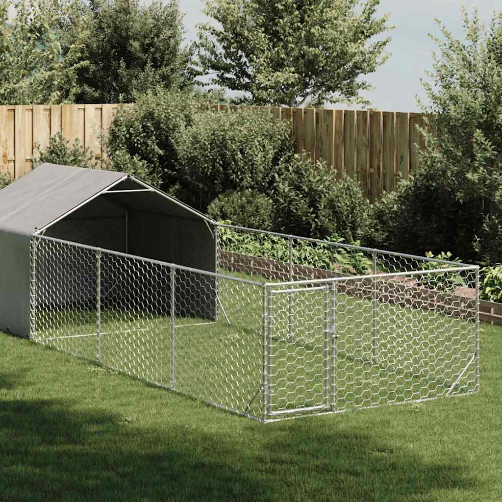 vidaXL Niche d'extérieur pour chien enclos 6x2x1,5 m acier galvanisé