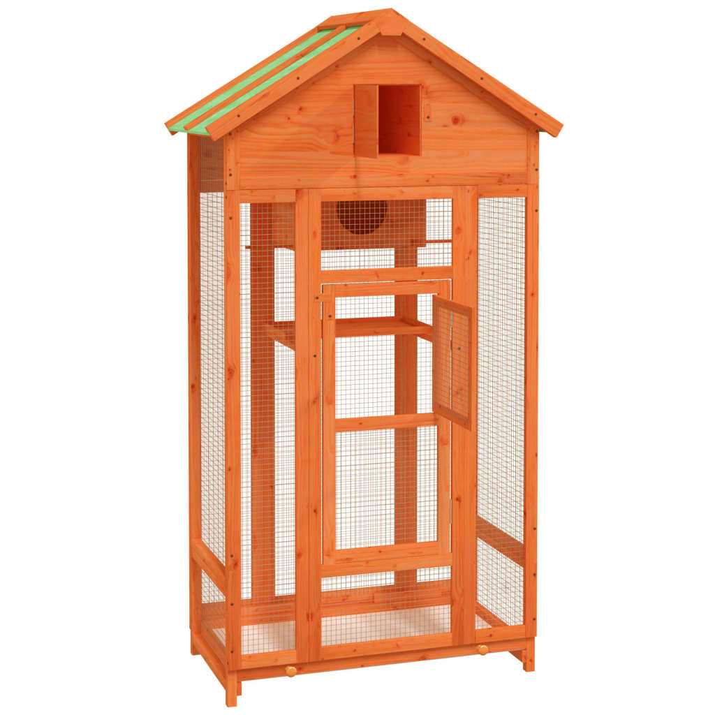 vidaXL Maison à oiseaux marron 91,5x53x170 cm bois massif de pin - Image 4