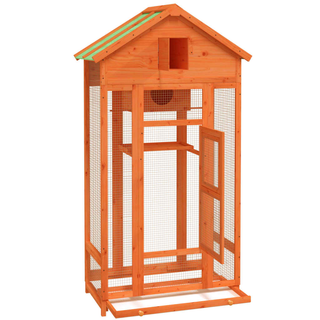 vidaXL Maison à oiseaux marron 91,5x53x170 cm bois massif de pin - Image 5