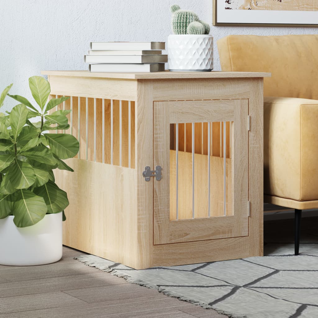 vidaXL Meuble de cage pour chiens chêne sonoma 55x75x65 cm