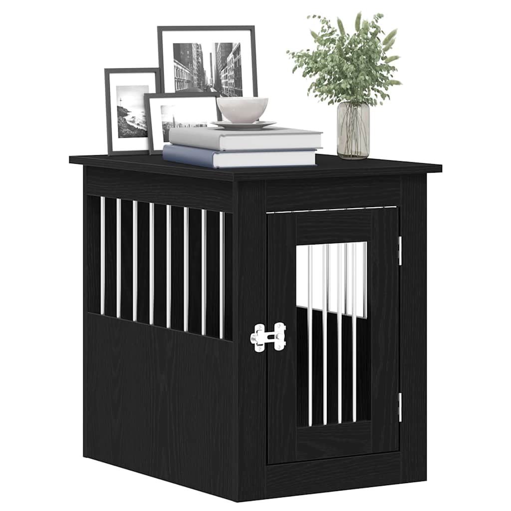 vidaXL Meuble pour cage à chien en chêne noir 45 x 62 x 59 cm Bois d'ingénierie - Image 4