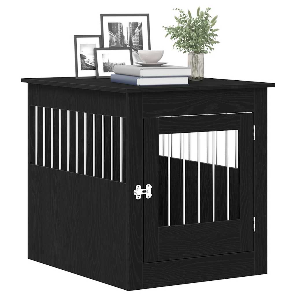 vidaXL Meuble pour cage à chien en chêne noir 64,5 x 80 x 71 cm en bois d'ingénierie - Image 4
