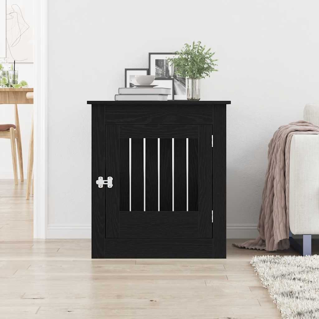 vidaXL Meuble pour cage à chien en chêne noir 64,5 x 80 x 71 cm en bois d'ingénierie - Image 3