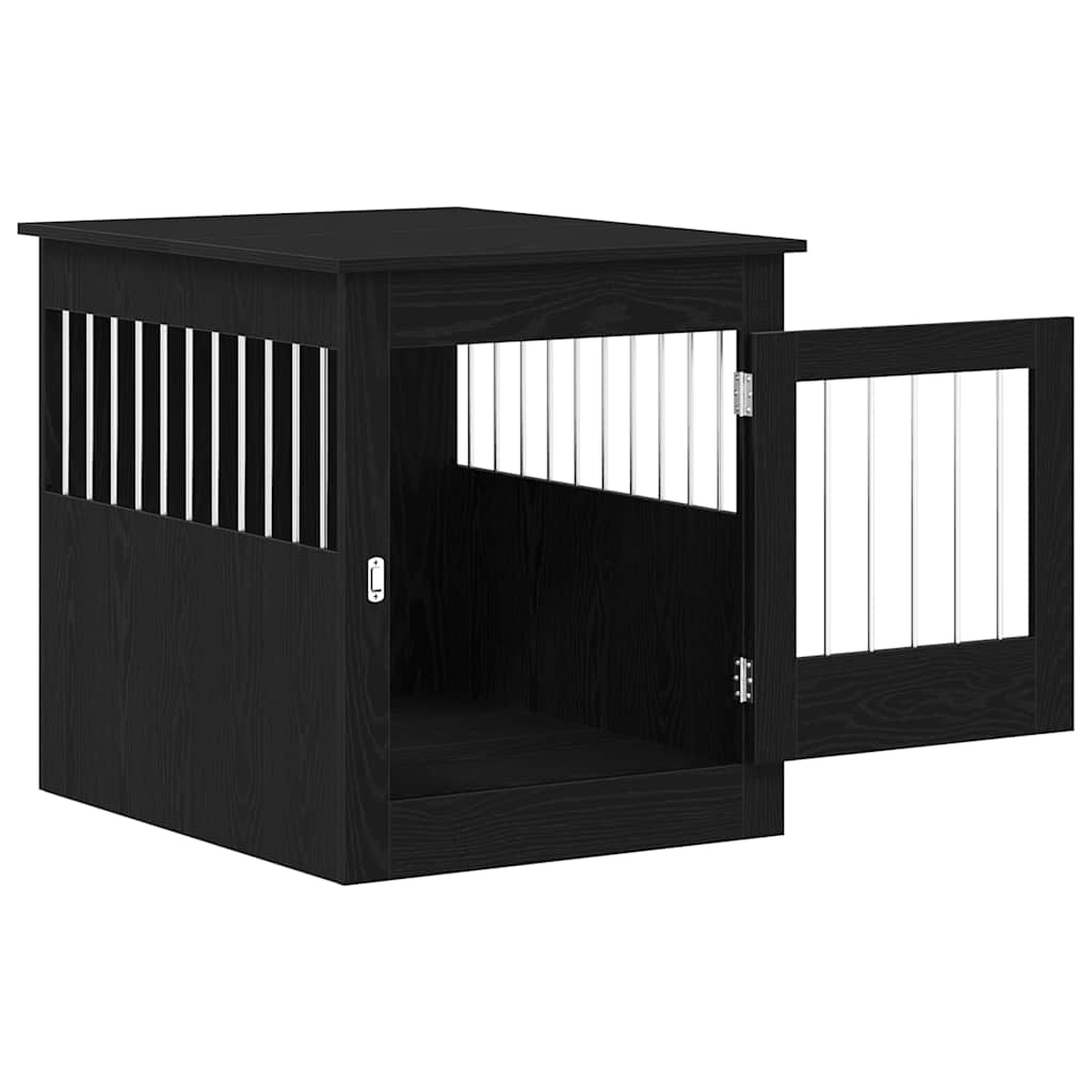 vidaXL Meuble pour cage à chien en chêne noir 64,5 x 80 x 71 cm en bois d'ingénierie - Image 5