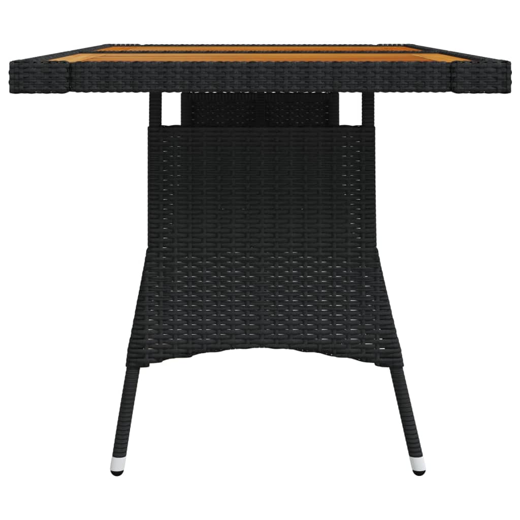 vidaXL Table de jardin Noir 130x70x72 cm Résine tressée et acacia - Image 3