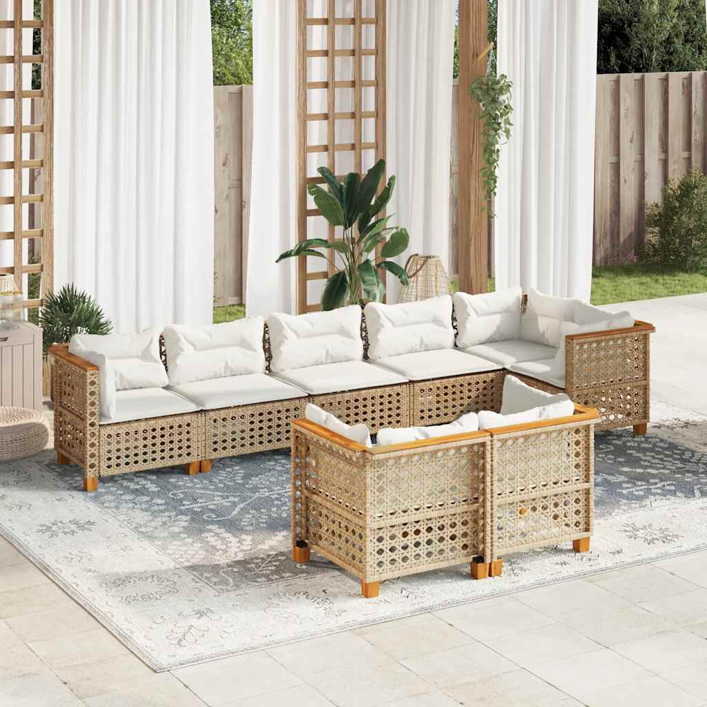 vidaXL Salon de jardin avec coussins 8 pcs beige résine tressée