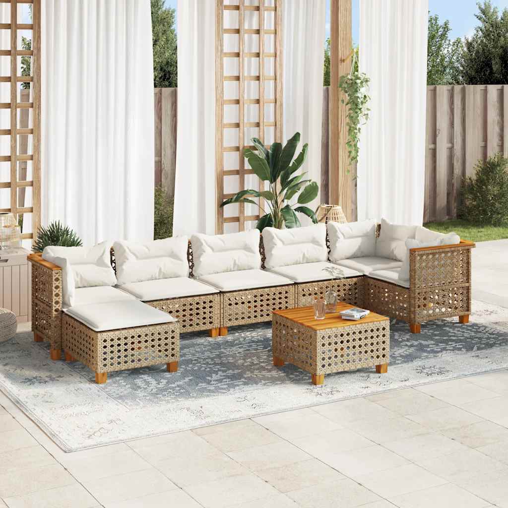 vidaXL Salon de jardin avec coussins 8 pcs beige résine tressée