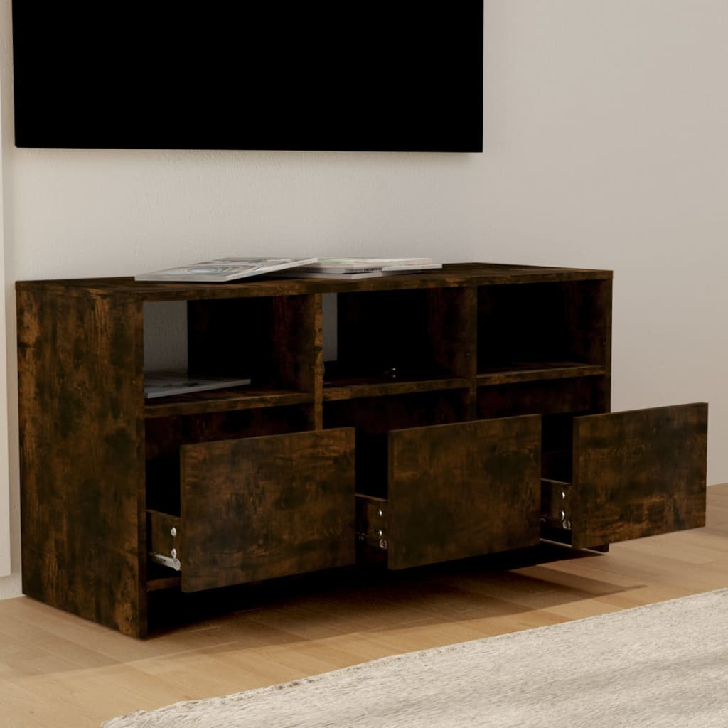 vidaXL Meuble TV Chêne fumé 102x37,5x52,5 cm Bois d'ingénierie - Image 3