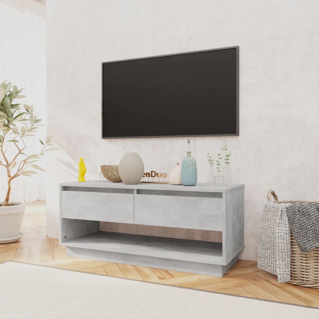 vidaXL Meuble TV gris béton 102x41x44 cm bois d'ingénierie - Image 3