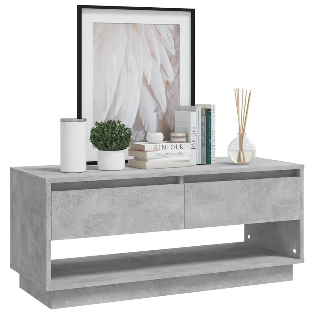 vidaXL Meuble TV gris béton 102x41x44 cm bois d'ingénierie - Image 4