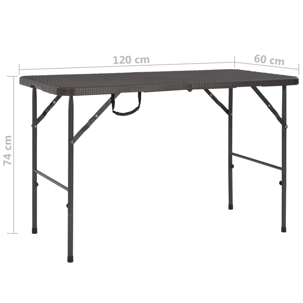 vidaXL Table de jardin pliante Marron 120x60x74cm PEHD Aspect de rotin - Image 6