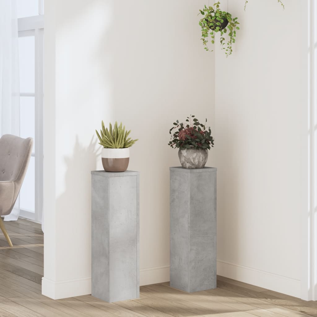 vidaXL Supports pour plantes 2 pcs gris béton bois d'ingénierie