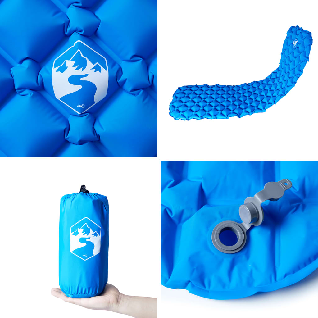 vidaXL Matelas de camping gonflable 1 personne bleu 190x58x6 cm - Image 5