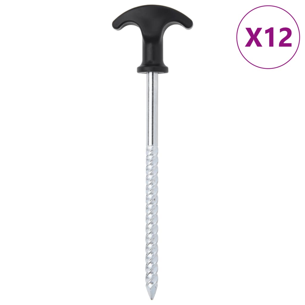 vidaXL Piquets de tente 12 pcs 17 cm Ø7 mm acier galvanisé