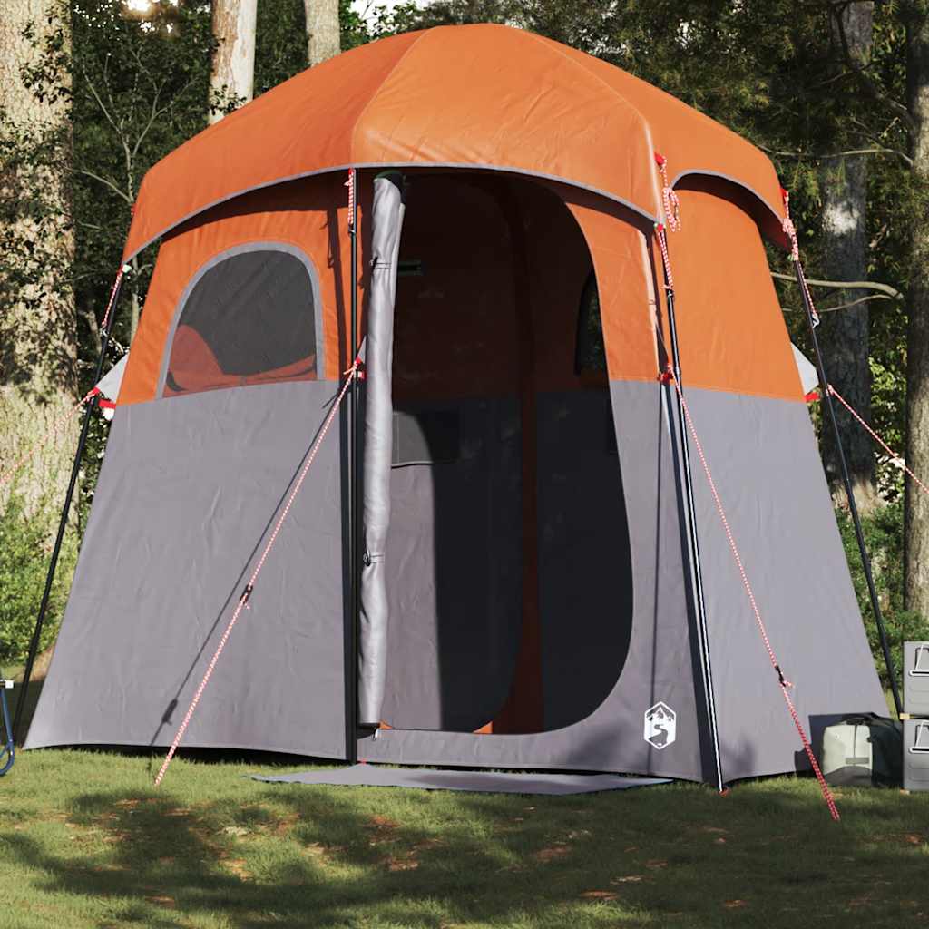 vidaXL Tente de douche 2 personnes gris et orange imperméable