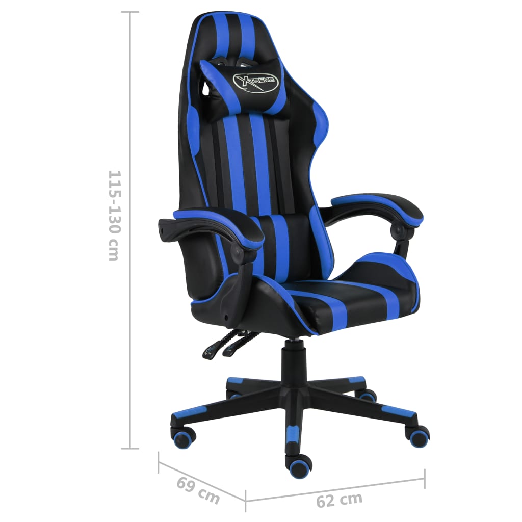 vidaXL Fauteuil de jeux vidéo Noir et bleu Similicuir - Image 6