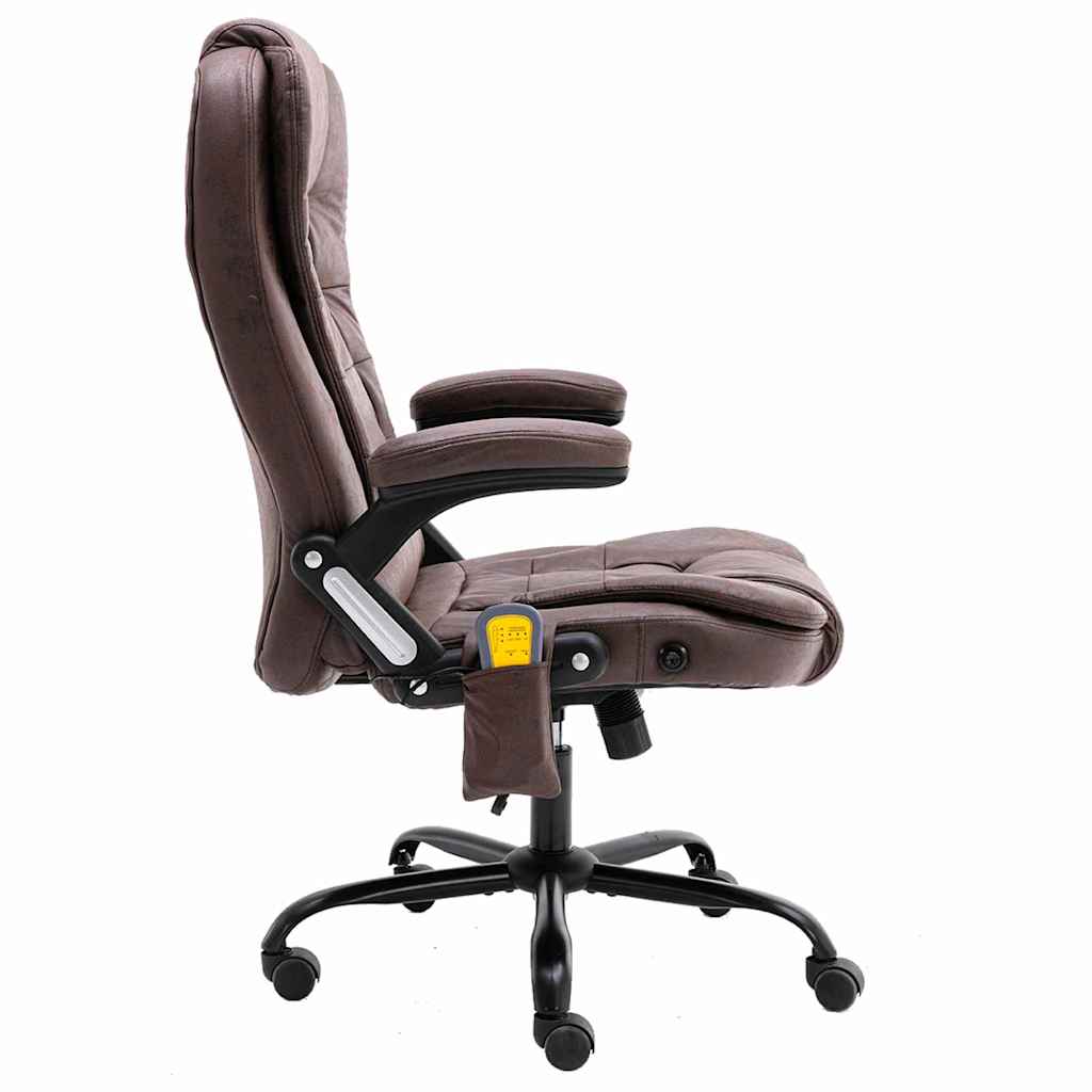 vidaXL Chaise de bureau de massage marron foncé similicuir daim - Image 3