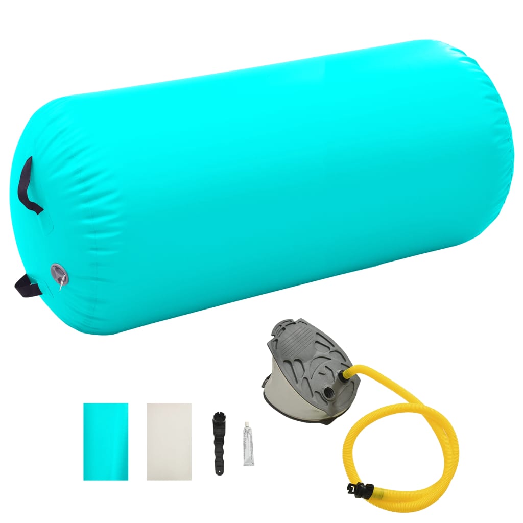 vidaXL Rouleau gonflable de gymnastique avec pompe 120x90 cm PVC Vert