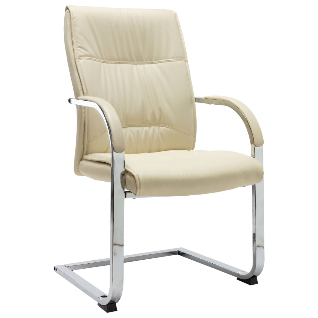 vidaXL Chaise de bureau cantilever Crème Similicuir