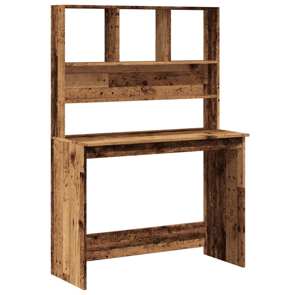 vidaXL Bureau avec étagères vieux bois 102x45x148 cm bois d'ingénierie