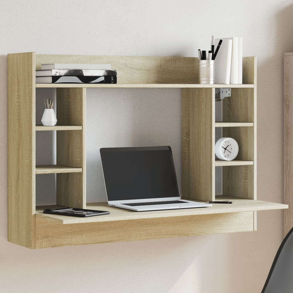 vidaXL Bureau mural chêne sonoma 105x48x75 cm bois d'ingénierie