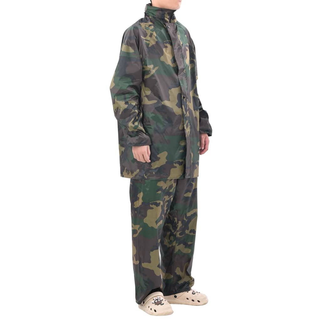 vidaXL Combinaison de pluie avec capuche 2 pcs Hommes Camouflage XL