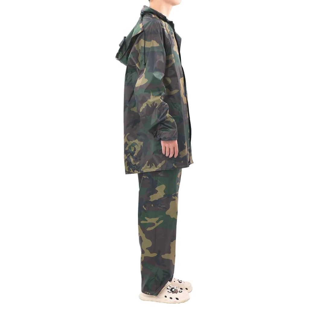 vidaXL Combinaison de pluie avec capuche 2 pcs Hommes Camouflage XL - Image 5