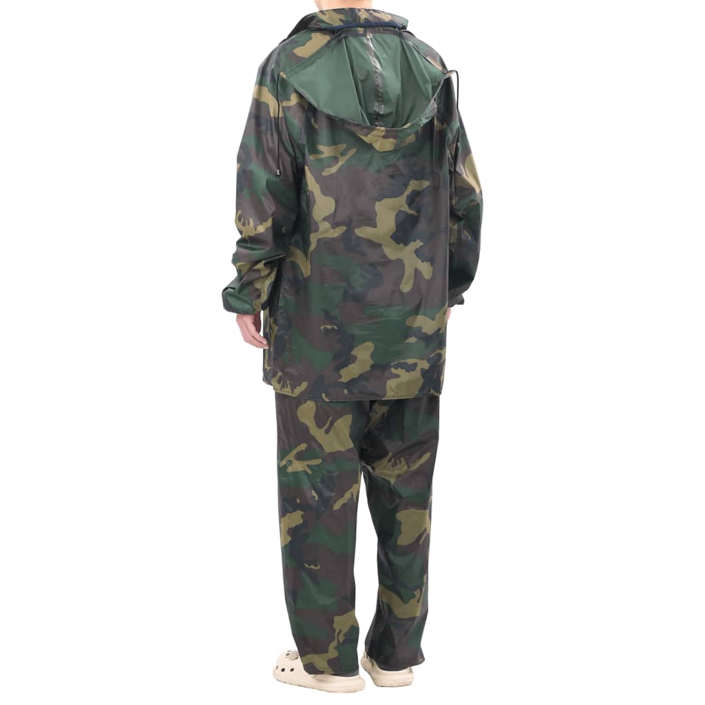vidaXL Combinaison de pluie avec capuche 2 pcs Hommes Camouflage XL - Image 6