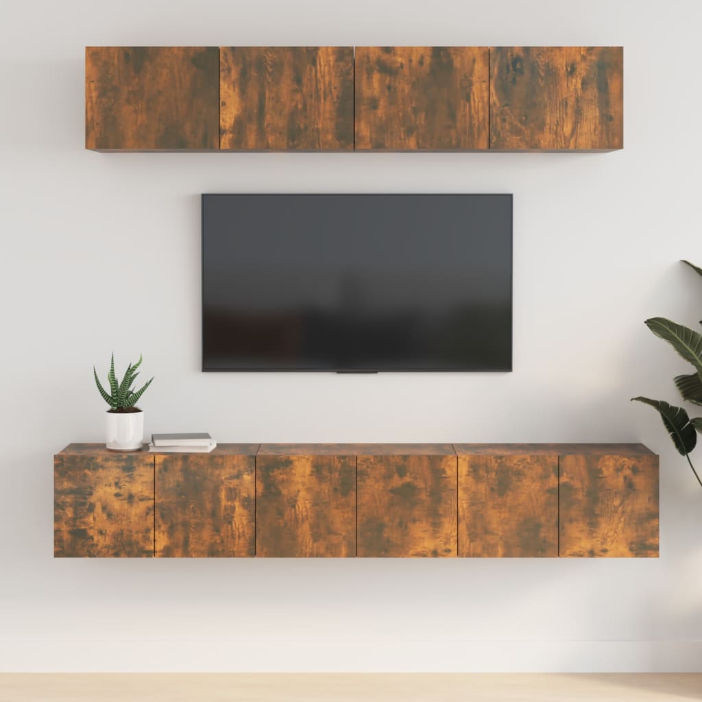 vidaXL Ensemble de meubles TV 5 pcs Chêne fumé Bois d'ingénierie
