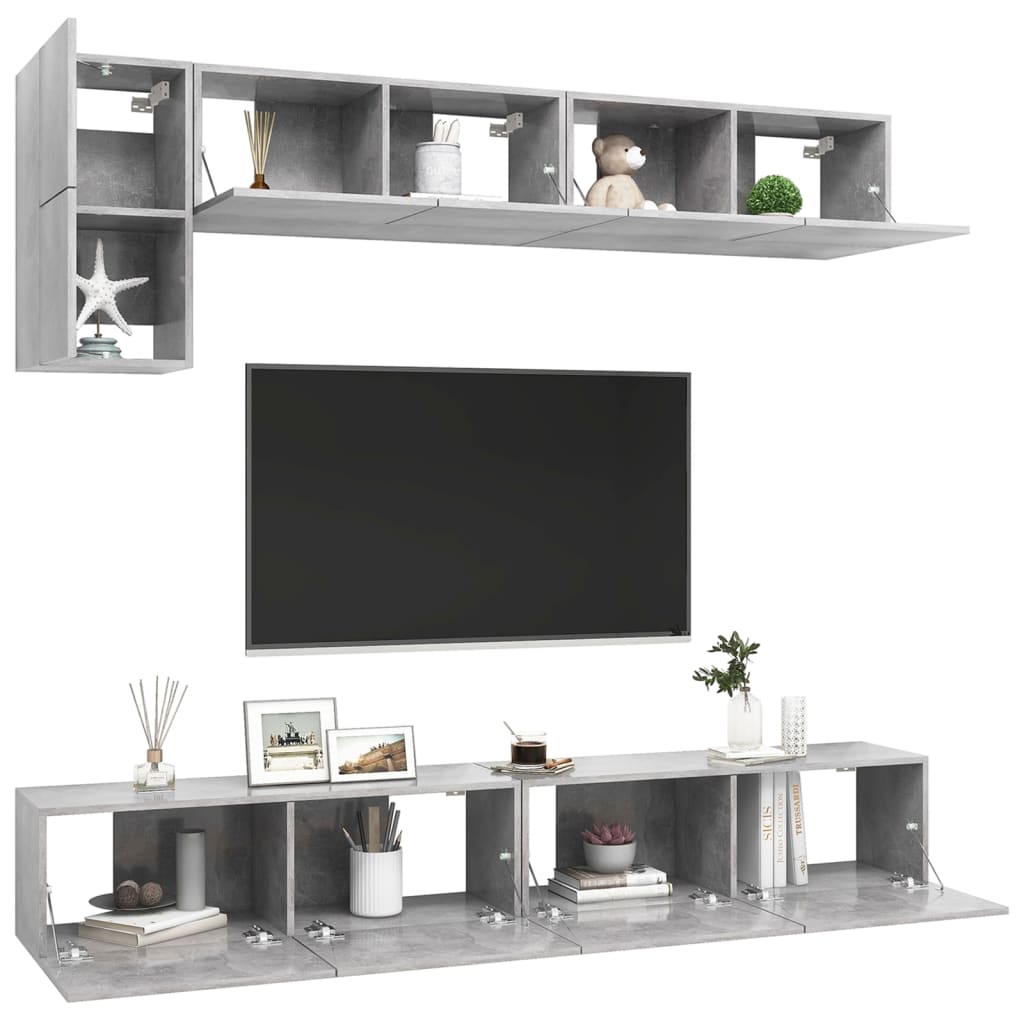 vidaXL Ensemble de meubles TV 5 pcs Gris béton Bois d'ingénierie - Image 3