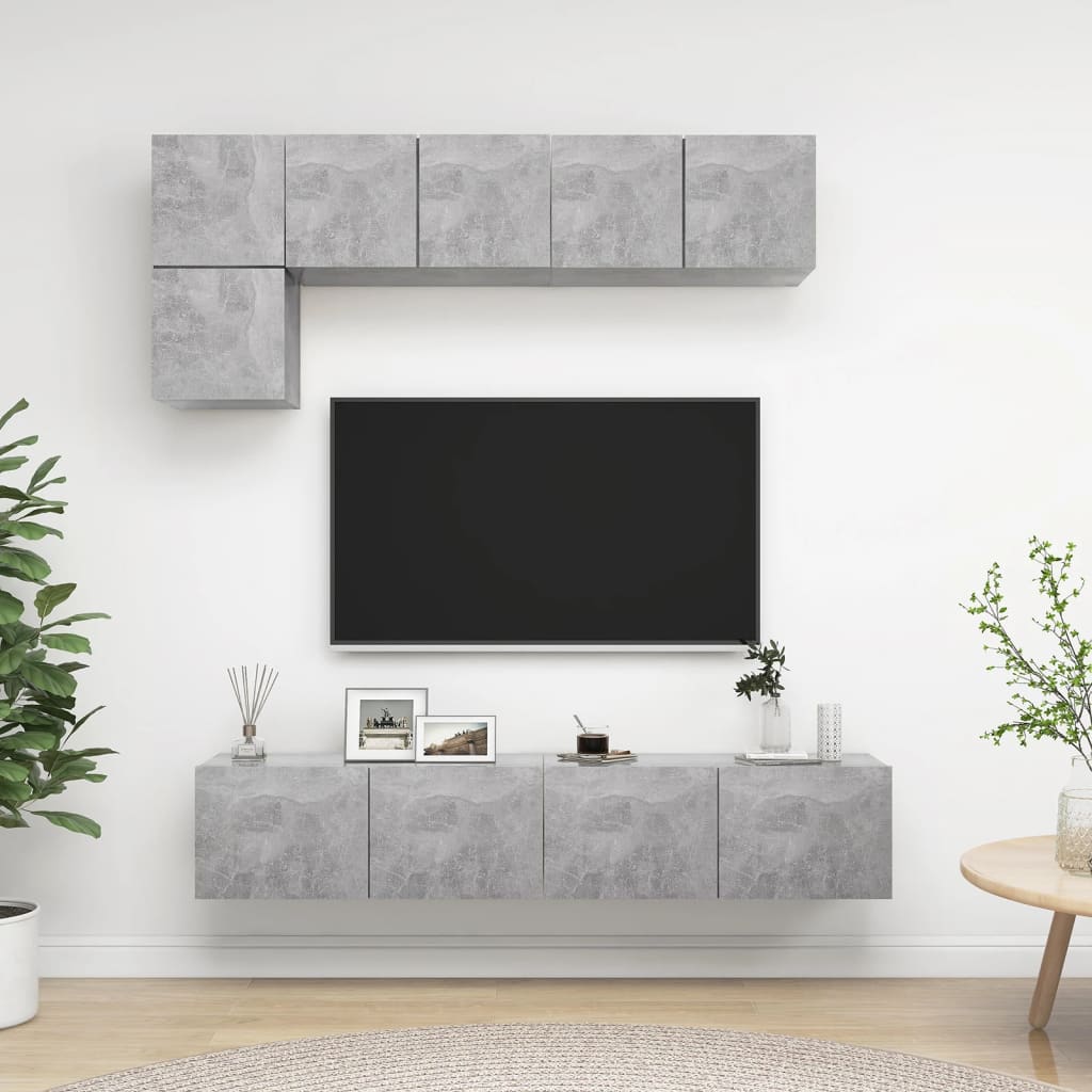 vidaXL Ensemble de meubles TV 5 pcs Gris béton Bois d'ingénierie