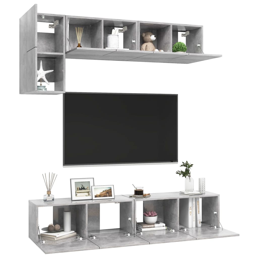 vidaXL Ensemble de meubles TV 5 pcs Gris béton Bois d'ingénierie - Image 3